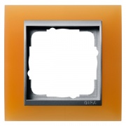 Рамка 1-ая Gira Event Матово-Оранжевый цвет вставки Алюминий