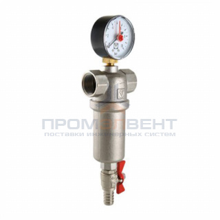 Фильтр тонкой очистки промывной VALTEC VT.389 - 1" (ВР/ВР, 250/1000 мкм, PN16, 110°C, манометр)