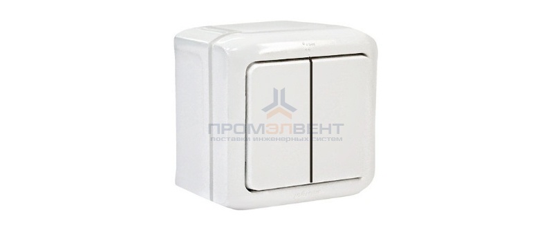 Выключатель двухклавишный IP44 Legrand Quteo белый