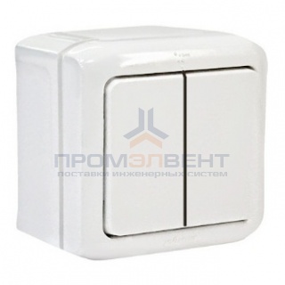 Выключатель двухклавишный IP44 Legrand Quteo белый