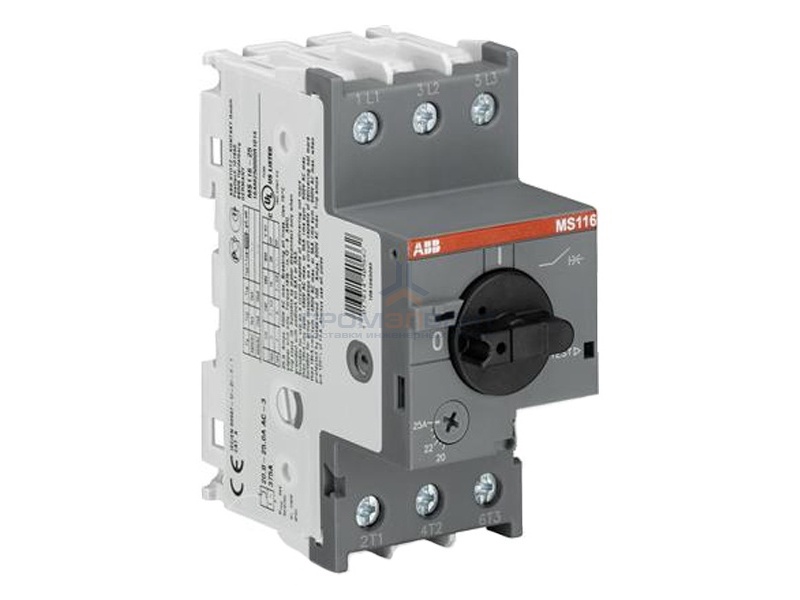 Автомат ABB MS116-20 10кА с регулируемой тепловой защитой 16A - 20А