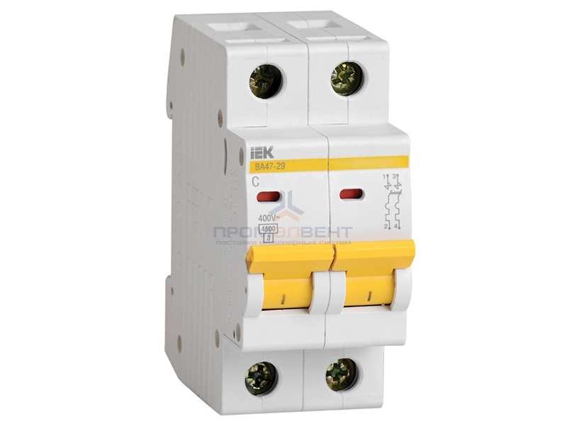 Автоматический выключатель ВА47-29 2Р  6А 4,5кА характеристика С ИЭК (автомат)